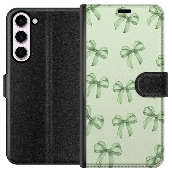 Kompatibel Tegnebogsetui til Samsung Galaxy S23+ Grønne rosetter mønster sødt pastel sløjfemønster sømløst gavebånd æstetisk baggrund motiv plakat