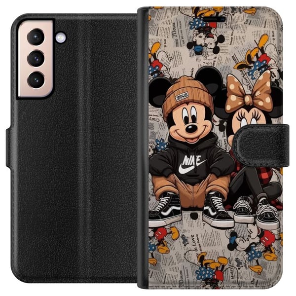 Kompatibelt Lommeboketui til Samsung Galaxy S21 Tegnet museduo i streetwear med capser sneakers urban illustrasjon Kompatibelt Lommeboketui til Samsung Galaxy S21 Tegnet museduo i streetwear med capser sneakers urban illustrasjon