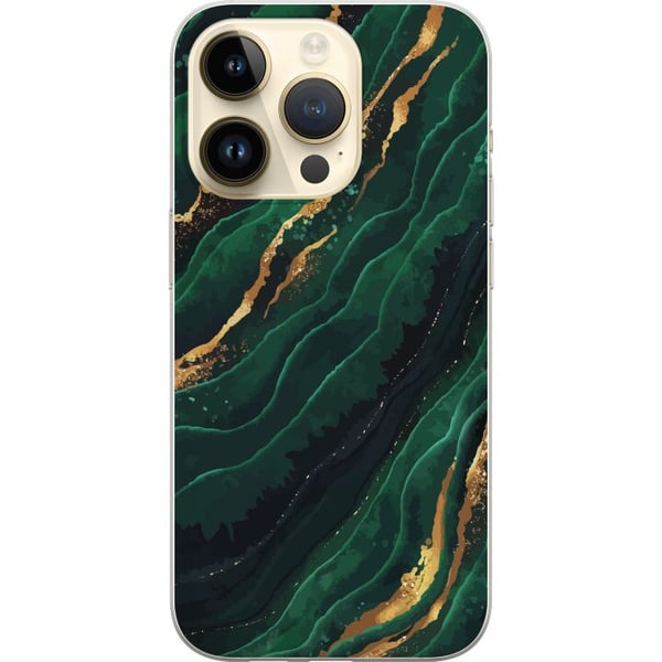 Kompatibelt Mobilskal till Apple iPhone 14 Pro Marmor Guld Grön Kompatibelt Mobilskal till Apple iPhone 14 Pro Marmor Guld Grön