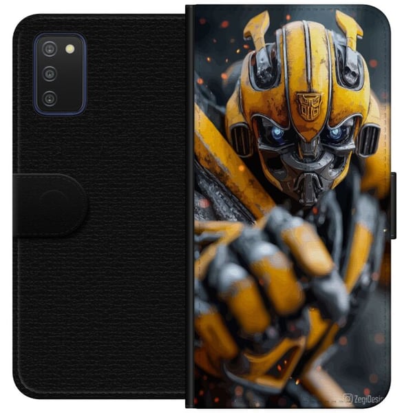 Kompatibelt Lommeboketui til Samsung Galaxy A03s Bumblebee Transformers gul robot mecha sci-fi actionkriger detaljert cyberpunkheltemotiv plakat