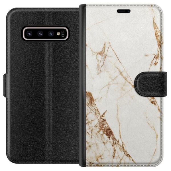 Kompatibel Tegnebogsetui til Samsung Galaxy S10+ Hvid marmor