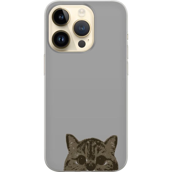 Kompatibelt Mobilskal till Apple iPhone 14 Pro Grå Kattblick – stilren kattdesign med grå bakgrund Kompatibelt Mobilskal till Apple iPhone 14 Pro Grå Kattblick – stilren kattdesign med grå bakgrund