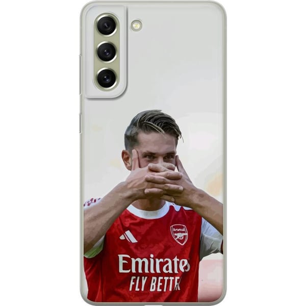 Kompatibelt Mobilskal till Samsung Galaxy S21 FE 5G Martin Ødegaard konst – Närbild illustration i Arsenal matchtröja