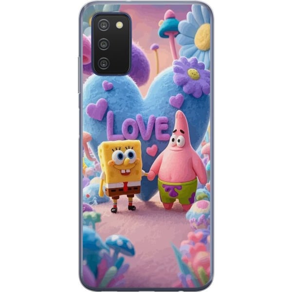 Kompatibelt Mobildeksel til Samsung Galaxy A03s Svampebob og Patrick kjærlighet fargerik pastellverden med hjerter blomster og vennskap i ekte gledes