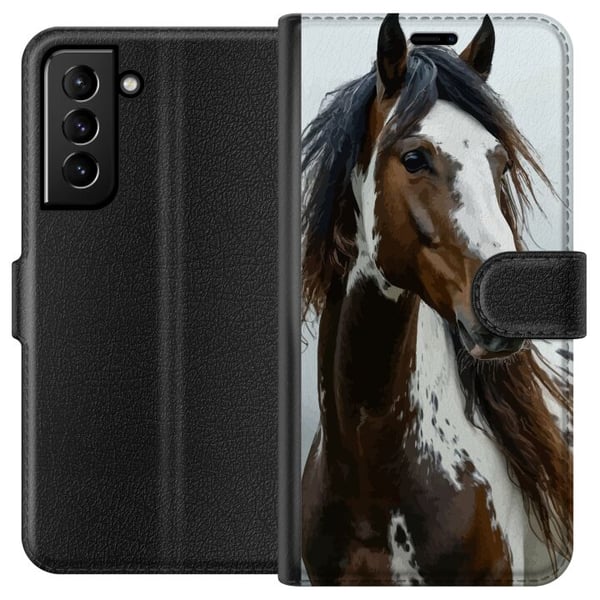 Kompatibelt Lommeboketui til Samsung Galaxy S21+ 5G Häst Djurmotiv Grafisk Design Natur Kraftfullt Motiv Kompatibelt Lommeboketui til Samsung Galaxy S21+ 5G Häst Djurmotiv Grafisk Design Natur Kraftfullt Motiv