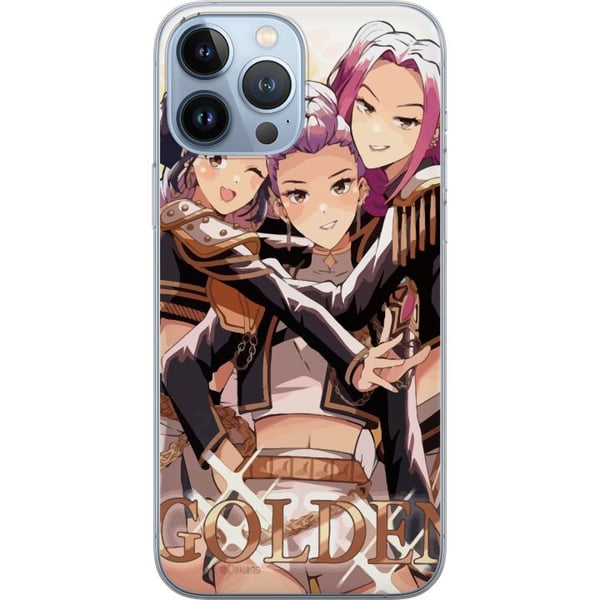 Kompatibelt Mobildeksel til Apple iPhone 13 Pro Max K-Pop Demon Hunters gull og svart anime-trio – kraftfullt K-pop-inspirert e-sportdesign med detal