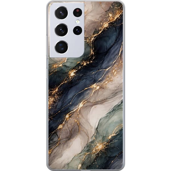 Kompatibelt Mobildeksel til Samsung Galaxy S21 Ultra 5G Luksuriøs abstrakt marmorkunst i svart, hvitt og gull med elegante linjer, eksklusivt design Kompatibelt Mobildeksel til Samsung Galaxy S21 Ultra 5G Luksuriøs abstrakt marmorkunst i svart, hvitt og gull med elegante linjer, eksklusivt design