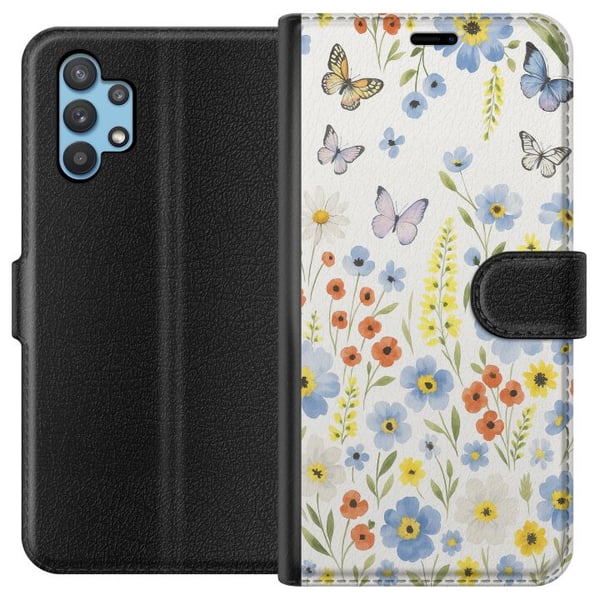 Kompatibelt Plånboksfodral till Samsung Galaxy A32 5G Sommarblommor Kompatibelt Plånboksfodral till Samsung Galaxy A32 5G Sommarblommor