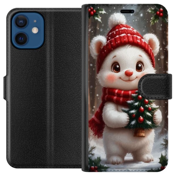 Kompatibel Tegnebogsetui til Apple iPhone 12 mini Julebjørn rød hue sød bjørn lille gran kawaii hyggelig vinter skov festlig jul kunstplakat Kompatibel Tegnebogsetui til Apple iPhone 12 mini Julebjørn rød hue sød bjørn lille gran kawaii hyggelig vinter skov festlig jul kunstplakat