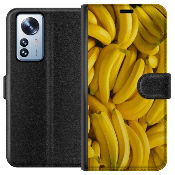 Kompatibel Tegnebogsetui til Xiaomi 12 Pro Banan mønster