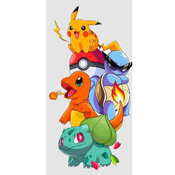 Kompatibelt Plånboksfodral till Apple iPhone 13 Pro Pokémon Pikachu Charmander Squirtle Bulbasaur – färgglad Pokémon stack illustration med fyra popu