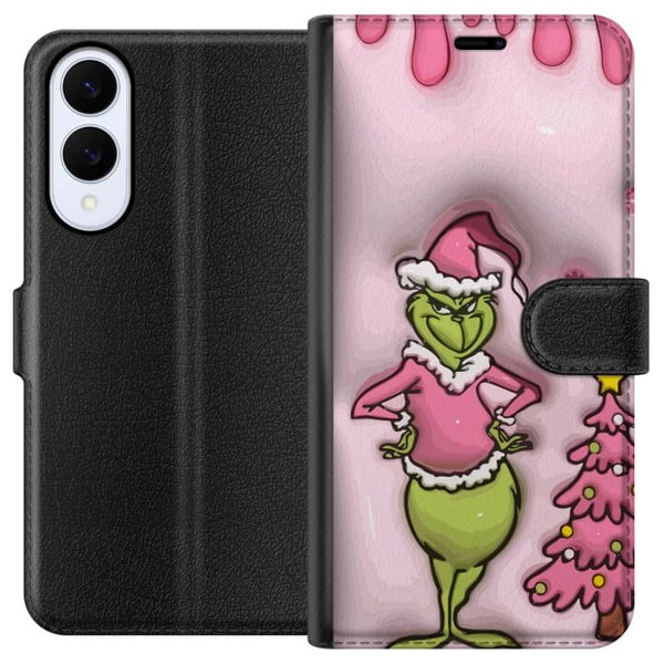 Kompatibel Tegnebogsetui til Samsung Galaxy S25 Edge Grøn julefigur i lyserød nissedragt, sjovt og farverigt twist på den klassiske juledyrker for et Kompatibel Tegnebogsetui til Samsung Galaxy S25 Edge Grøn julefigur i lyserød nissedragt, sjovt og farverigt twist på den klassiske juledyrker for et