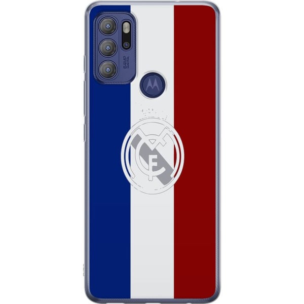 Kompatibel Mobilcover til Motorola Moto G60S Trikolorinspireret sportsdesign i blåt, hvidt og rødt – kraftfuld fodboldinspireret illustration med eur
