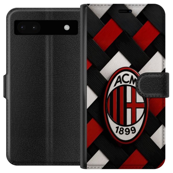 Kompatibelt Plånboksfodral till Google Pixel 6a AC Milan fotboll Olivier Giroud röd svart vävd klubbdesign