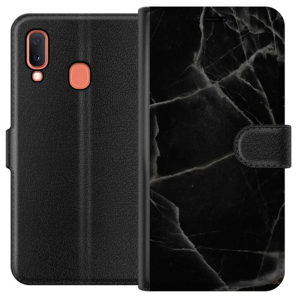 Kompatibelt Plånboksfodral till Samsung Galaxy A20e Svart marmor Kompatibelt Plånboksfodral till Samsung Galaxy A20e Svart marmor