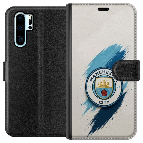Yhteensopiva Lompakkokotelo Huawei P30 Pro Manchester City jalkapallo Jack Grealish siniset siveltimenvedot kuvitus