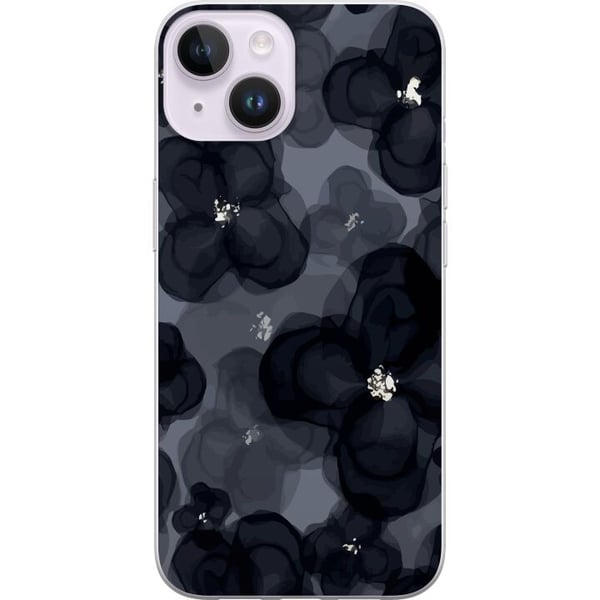 Yhteensopiva Puhelinkuori Apple iPhone 14 Plus Abstrakti tumma kukkakuvio mustanharmaissa sävyissä, elegantilla, dramaattisella ja modernilla tunnelm