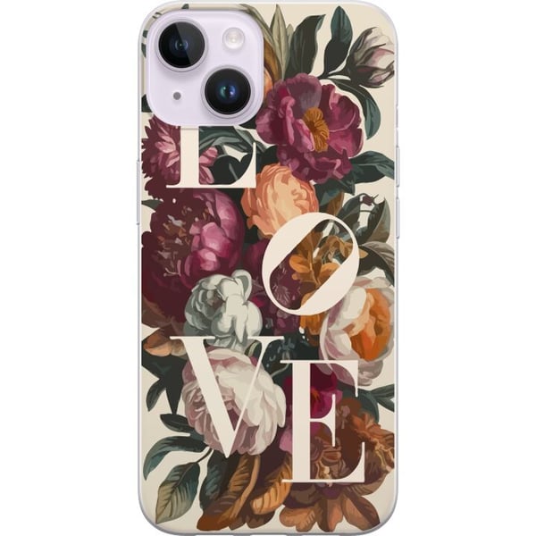 Kompatibelt Mobilskal till Apple iPhone 14 Plus Love blommotiv med pioner i vintage stil romantisk varm design för dig som älskar klassisk skönhet