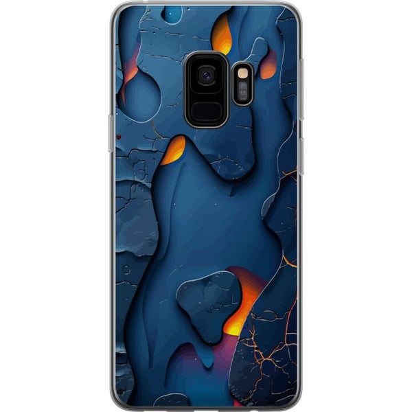 Kompatibel Mobilcover til Samsung Galaxy S9 Flydende abstrakte former i blåt med varm glød