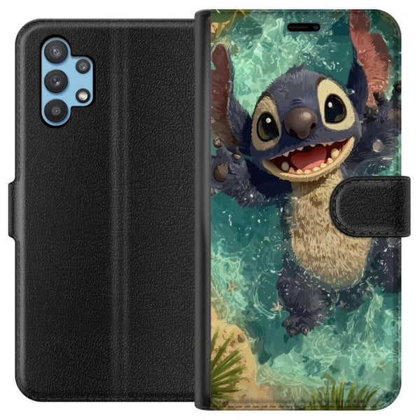 Kompatibelt Plånboksfodral till Samsung Galaxy A32 5G Glad blå fantasivarelse som leker i kristallklart vatten tropisk känsla Kompatibelt Plånboksfodral till Samsung Galaxy A32 5G Glad blå fantasivarelse som leker i kristallklart vatten tropisk känsla