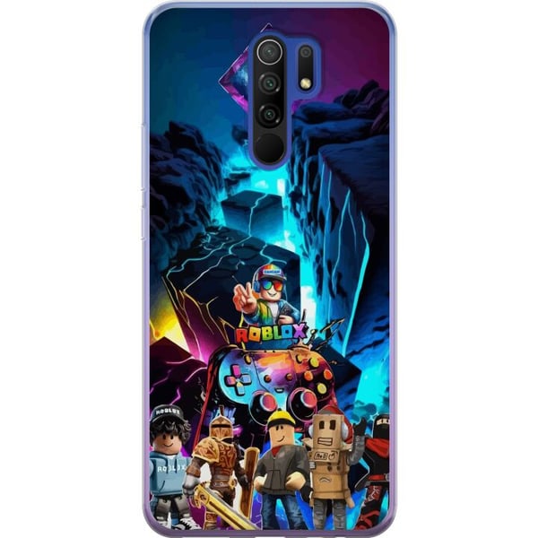 Kompatibel Mobilcover til Xiaomi Redmi 9 Roblox futuristisk neonverden med spilcontrollere, figurer og lyseffekter – perfekt til alle gamingfans.