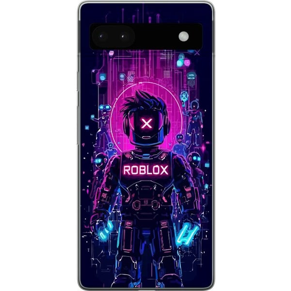 Kompatibelt Mobilskal till Google Pixel 6a Roblox Cyber Core Kraftfull digital Robloxdesign med lila ljus och futuristisk bakgrund