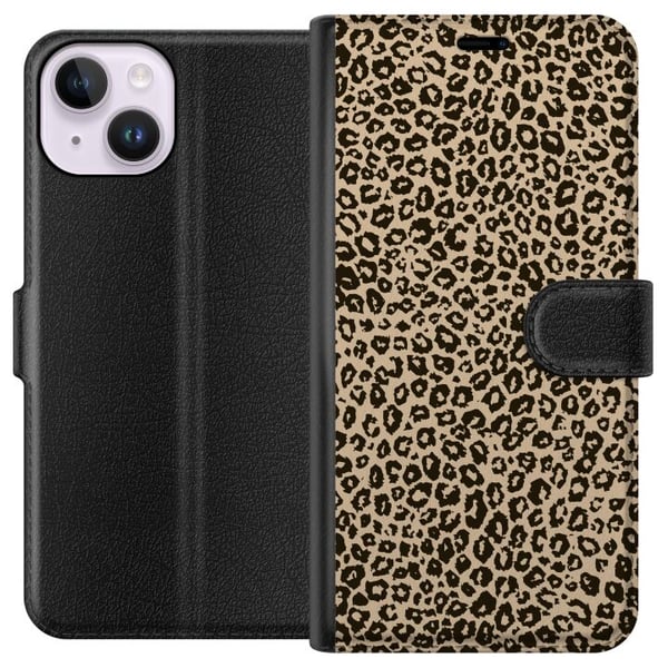 Kompatibelt Plånboksfodral till Apple iPhone 14 Leopard Mönster