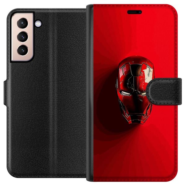 Kompatibelt Lommeboketui til Samsung Galaxy S21 Iron Man Marvel hjelm plakat Avengers Tony Stark maske rød superhelt retro tegneserieillustrasjon des Kompatibelt Lommeboketui til Samsung Galaxy S21 Iron Man Marvel hjelm plakat Avengers Tony Stark maske rød superhelt retro tegneserieillustrasjon des