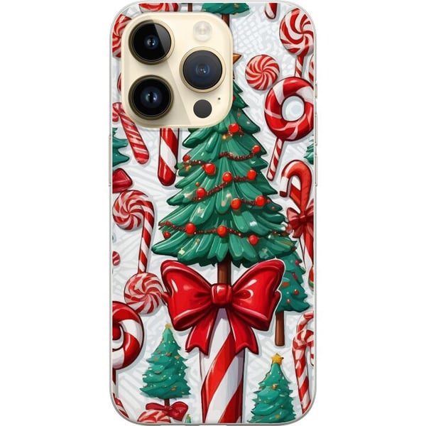 Kompatibel Mobilcover til Apple iPhone 14 Pro Juletræ plakat juletræ sukkerstang slik høytidsslik julemotiv retro sukkerstænger design kunst