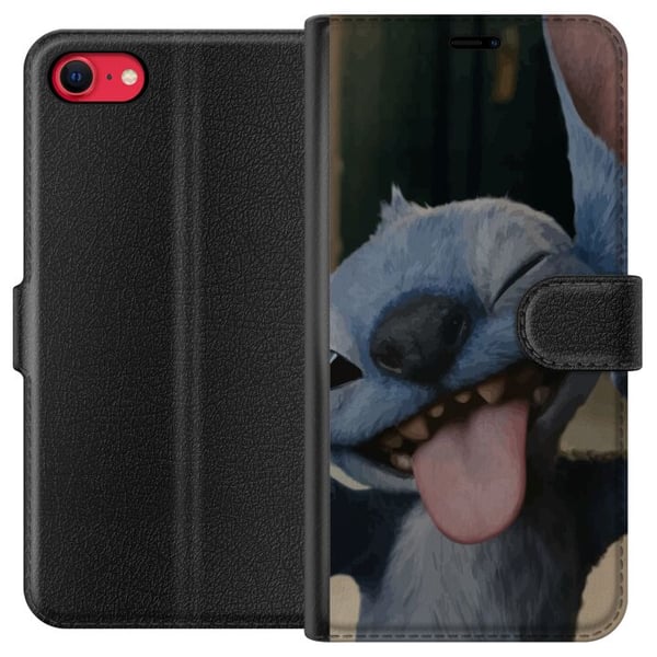 Kompatibel Tegnebogsetui til Apple iPhone 8 Stitch Sød Alien - Blå Favorit fra Ydre Rummet