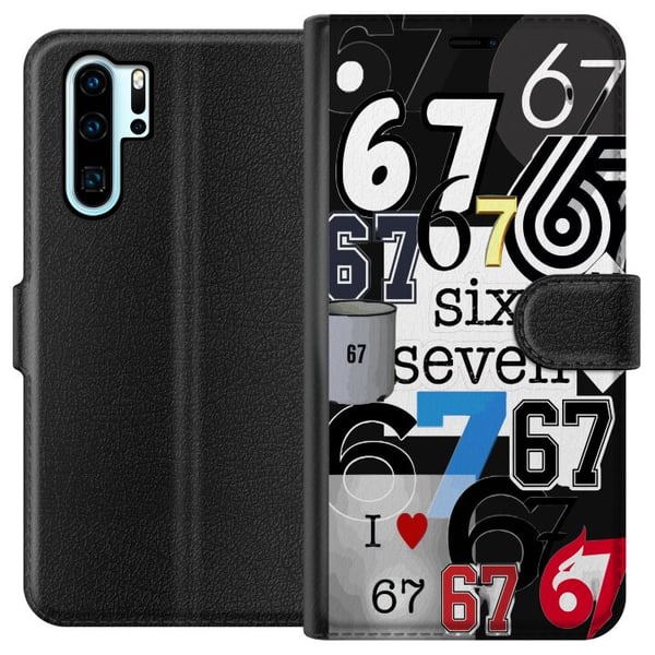 Kompatibel Tegnebogsetui til Huawei P30 Pro 67 meme six seven collage – viralt internetmeme i trendy 6–7-stil med moderne grafik og humoristisk udtry