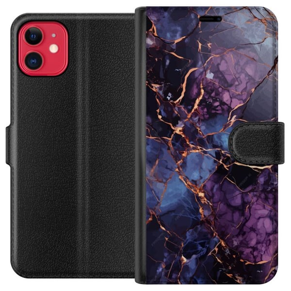 Kompatibelt Plånboksfodral till Apple iPhone 11 Marmor Blå Lila Kompatibelt Plånboksfodral till Apple iPhone 11 Marmor Blå Lila