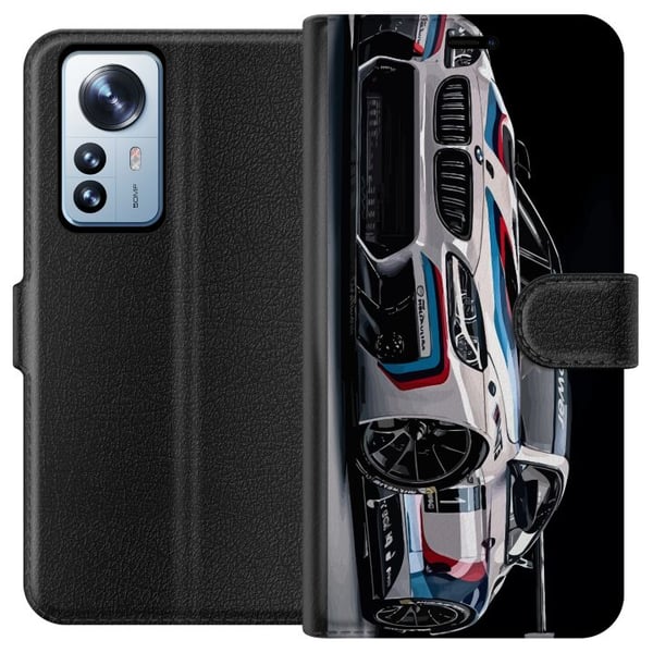 Kompatibelt Plånboksfodral till Xiaomi 12 Pro BMW M Power illustration – Sportbil i vit racingdesign närbild konst