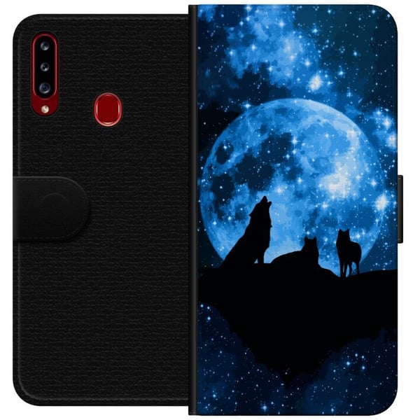 Kompatibelt Plånboksfodral till Samsung Galaxy A20s Vargar