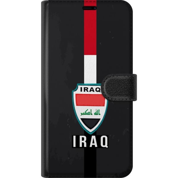 Kompatibelt Lommeboketui til Samsung Galaxy S20 FE Iraks flagg med emblem i rødt, hvitt og svart – et kraftfullt design som uttrykker historie og sto