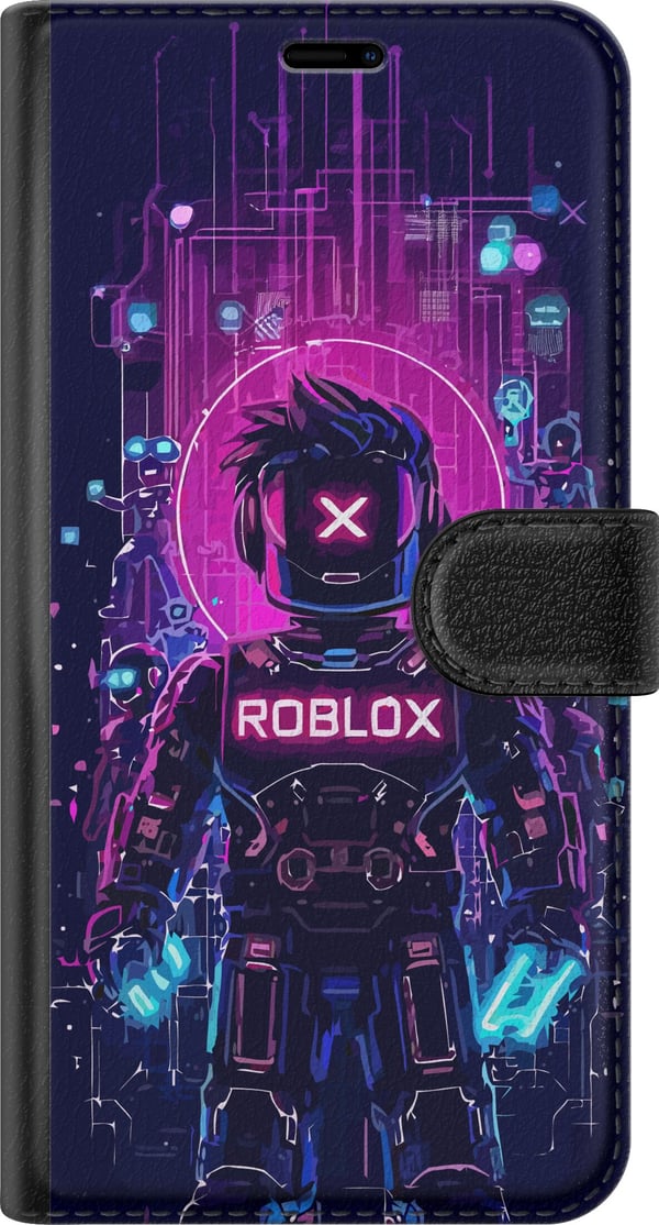 Yhteensopiva Lompakkokotelo Samsung Galaxy A52 5G Roblox Cyber Core Tehokas digitaalinen Roblox-design violetilla valaistuksella ja futuristisella ta