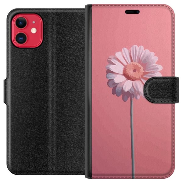 Kompatibelt Plånboksfodral till Apple iPhone 11 Enkel rosa blomma på ljus bakgrund elegant minimalistisk design perfekt för stilren look