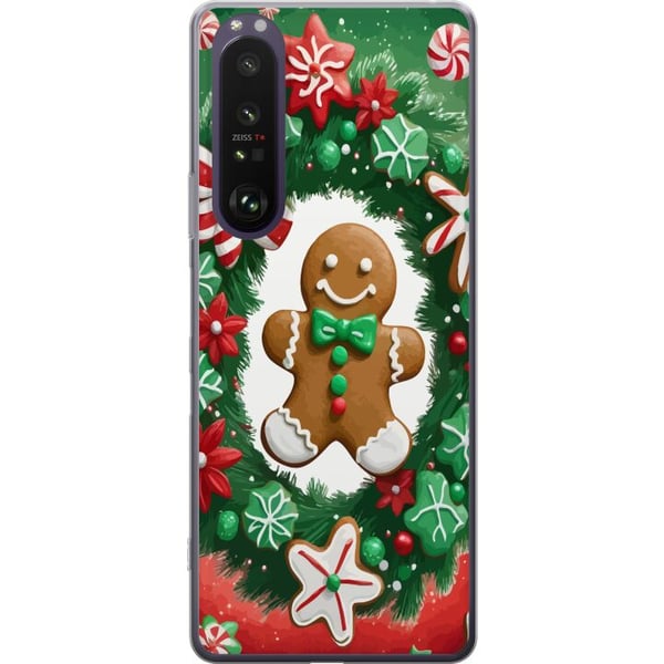 Kompatibel Mobilcover til Sony Xperia 1 III jul peberkage plakat peberkage julekager juletræ slik søtsager julemotiv retrodesign