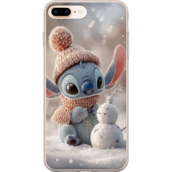 Kompatibel Mobilcover til Apple iPhone 8 Plus Stitch snemand vinter sød blå alien kawaii jul hyggelig sne sød ferie bedårende plakat