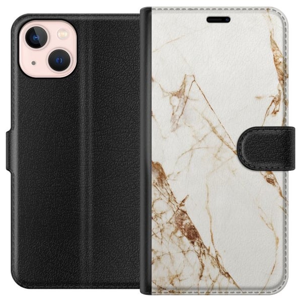 Kompatibelt Lommeboketui til Apple iPhone 13 mini Hvit marmor Kompatibelt Lommeboketui til Apple iPhone 13 mini Hvit marmor