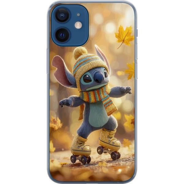 Yhteensopiva Puhelinkuori Apple iPhone 12 mini Syksyn inspiroima Stitch rullaluistimilla pipon huivin ja lehtien kanssa lämminhenkinen suloinen kuvit