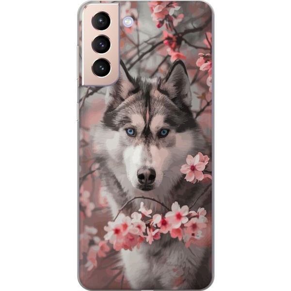 Kompatibel Mobilcover til Samsung Galaxy S21 Siberian Husky plakat hund blå øjne kirsebærblomster hund ulv natur dyr blomster sød retro design Kompatibel Mobilcover til Samsung Galaxy S21 Siberian Husky plakat hund blå øjne kirsebærblomster hund ulv natur dyr blomster sød retro design