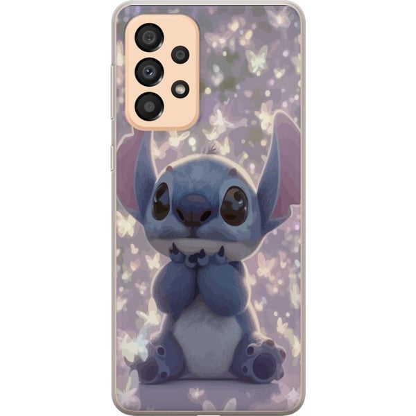 Yhteensopiva Puhelinkuori Samsung Galaxy A33 5G Stitch perhosten kanssa söpö Disney kawaii sininen avaruusolento perhoset maaginen pastellinen unenom