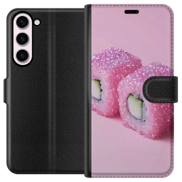 Kompatibel Tegnebogsetui til Samsung Galaxy S23+ Sushi plakat lyserød glitter kawaii japansk mad rulle ris fisk æstetisk tæppedesign sød Japan kunst