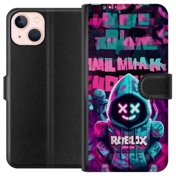 Kompatibelt Lommeboketui til Apple iPhone 13 mini Neon Gamer kult spillmotiv med hette, neonlys og futuristisk gamingstil