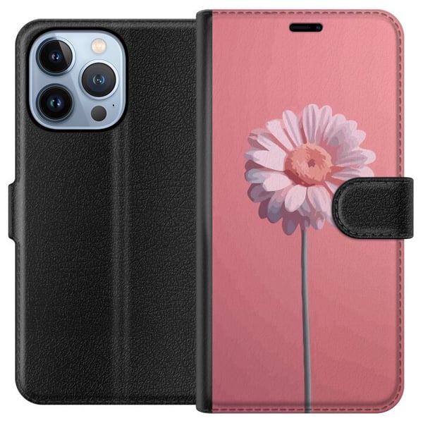 Yhteensopiva Lompakkokotelo Apple iPhone 13 Pro Yksinkertainen vaaleanpunainen kukka vaalealla taustalla elegantti minimalistinen design täydellinen