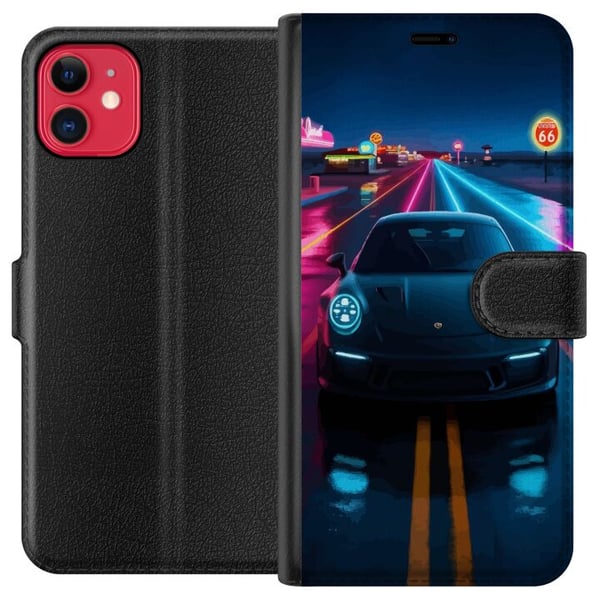 Kompatibelt Plånboksfodral till Apple iPhone 11 Neon Sports Car Racing Drift Fast