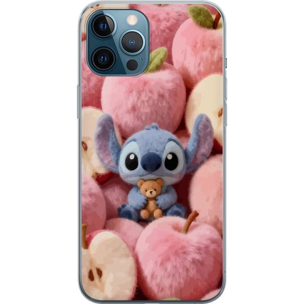 Kompatibelt Mobildeksel til Apple iPhone 12 Pro Max Stitch i fluffy rosa epler med liten teddybjørn i sjarmerende kawaii-estetikk