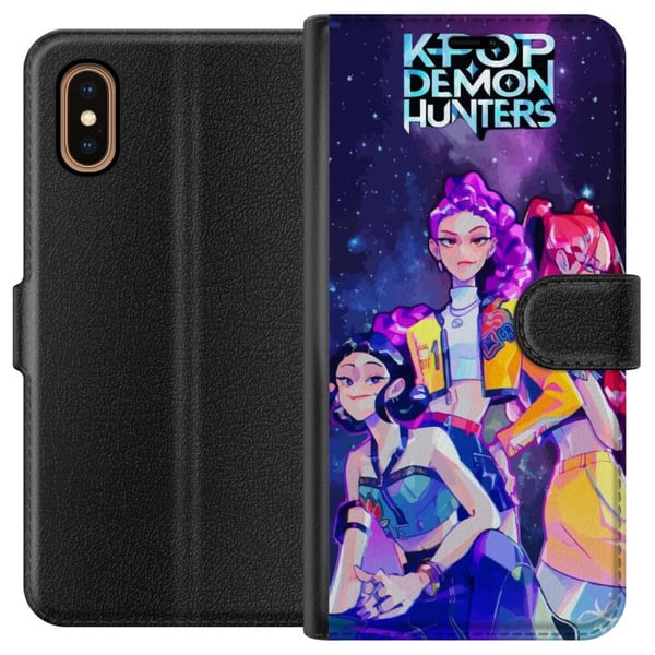Kompatibel Tegnebogsetui til Apple iPhone XS Max Kpop Dæmonjægere Idoltrio Kosmisk Rumenergi Neonfantasiaura