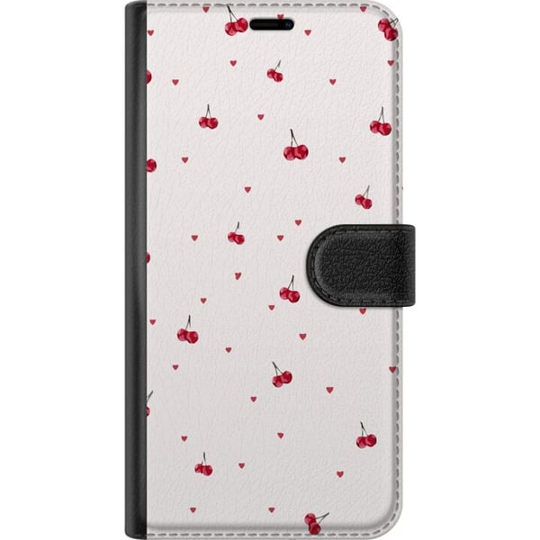 Kompatibelt Lommeboketui til Samsung Galaxy S10 Lite Kirsebær og hjerter på hvit bakgrunn søt romantisk design med minimalistisk følelse og myke tone